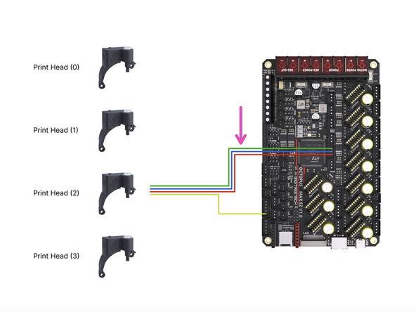 If you are running the Orbiter filament sensor then see the second image for wiring it to the control board.