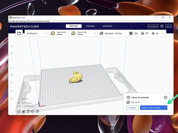 Once happy, hit slice and save the gcode to your SD card.