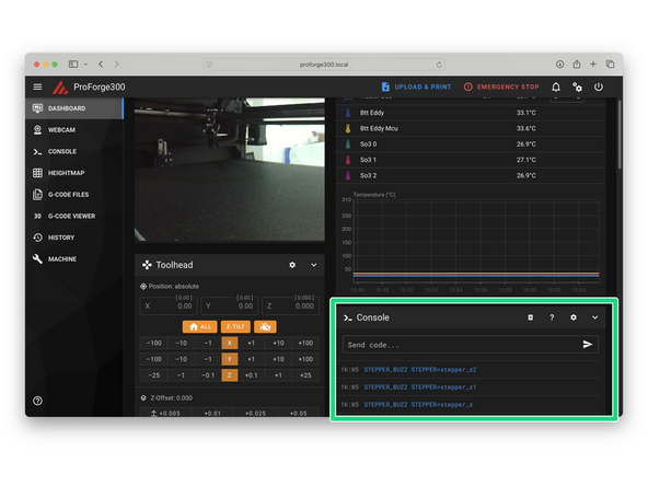 After sending the below commands the corresponding motor should turn anti-clockwise by a small amount and then return to its original positions.