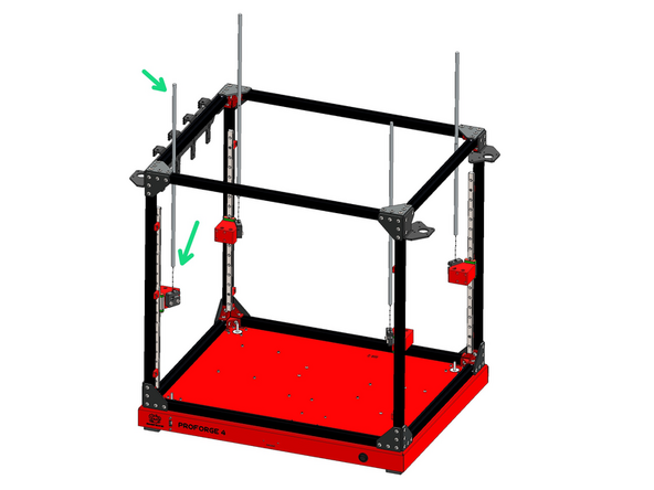 Feed the four lead screws into the nuts as shown.