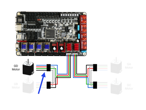 Plug the GD motor cable into the front right motor.