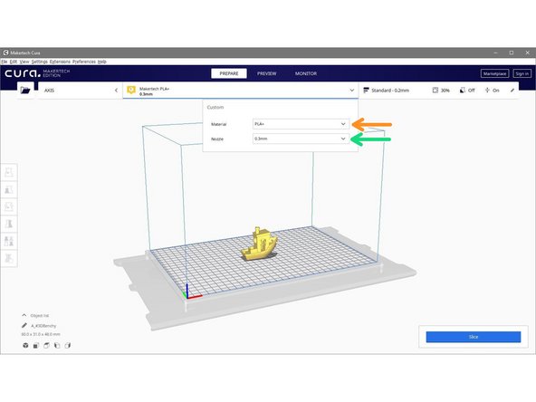 Select the nozzle size you have installed.