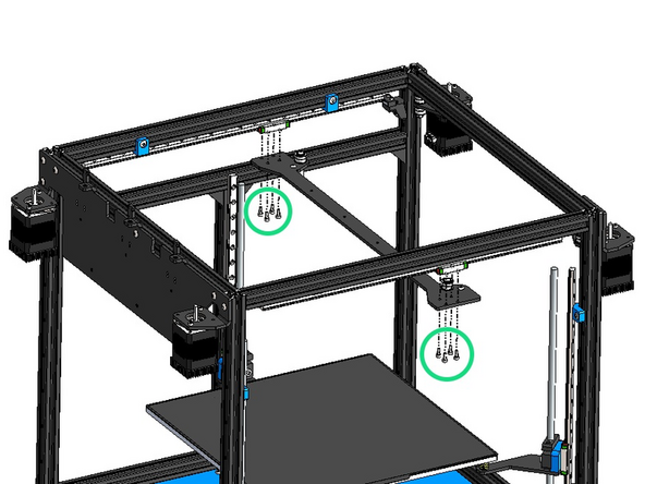 Install the gantry onto the rail carriages.