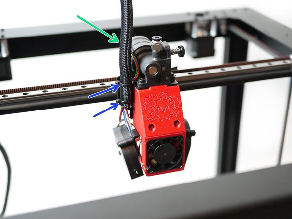 Use the braided sleeving to wrap the cables from the tool head.