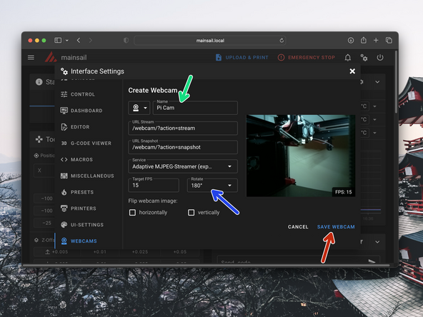 Name the webcam Pi Cam