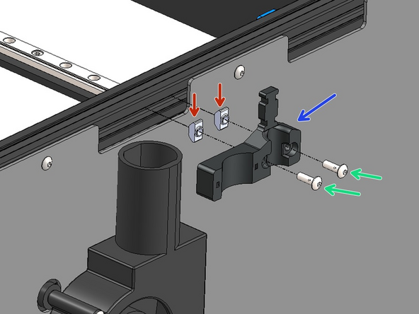 Fix to the rear of the frame the 3D Printed cable relief bracket.