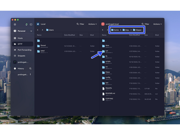 Navigate to the klipper.bin file by going to: