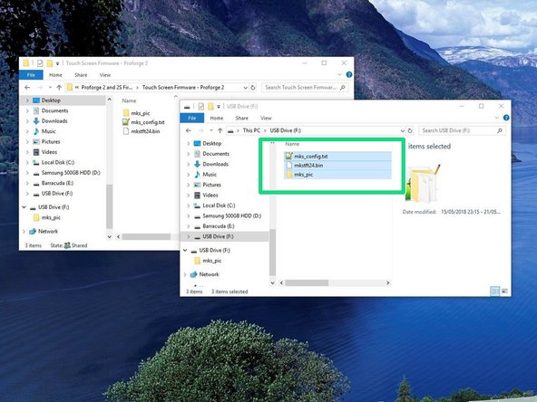 Copy the contents of the Touch Screen Firmware folder (depending on wether you're building a Proforge 2 or 2S) to the included SD card.