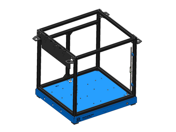 The bottom of the rail should sit ~20mm above the frames extrusion as shown.