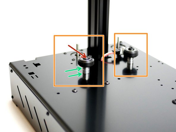 Install two roller wheels to the rear of the base.