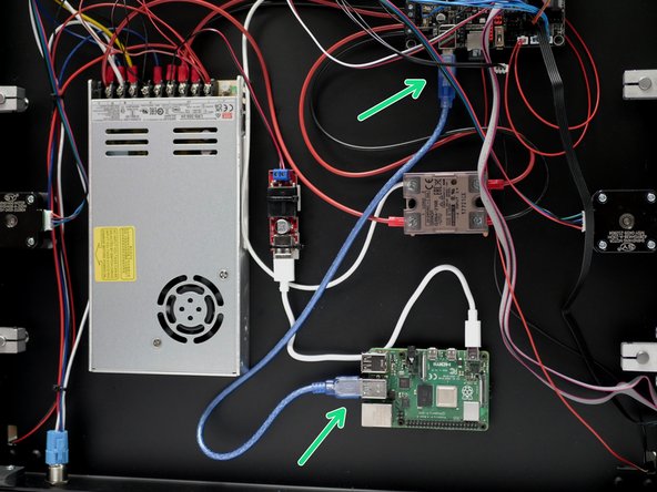 Connect the blue USB cable from the BTT control board to the Raspberry Pi board.