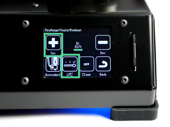 On the touch screen go to Tools -&gt; Preheat