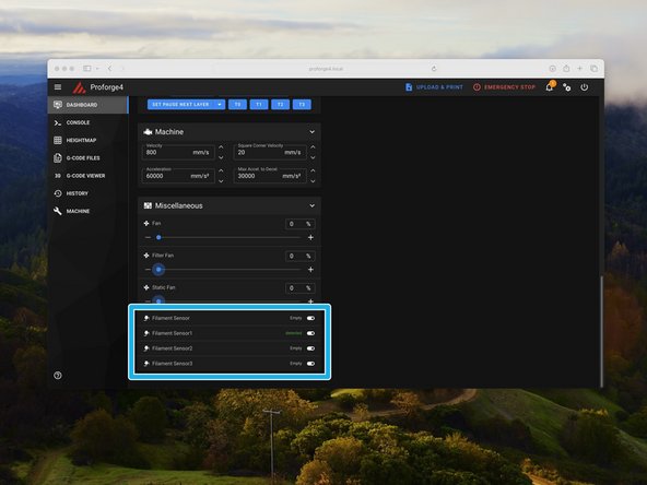 Scroll down the dashboard on Mainsail.