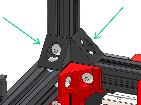 Secure the roof frame to the top of the printer via the corner brackets.
