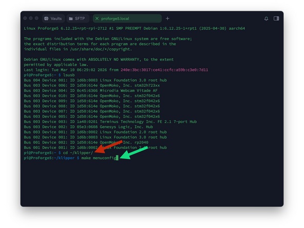 The following steps show how to create the firmware.bin file for the Octopus Pro board. If you did not get an mcu error you can skip the steps marked "Octopus Pro - ", and continue with the Print Head firmware.