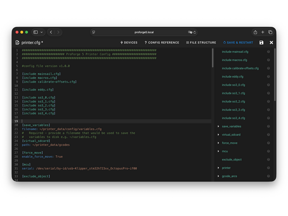 Go to Printer.cfg and remove the # from in front of the config files that have been flashed.