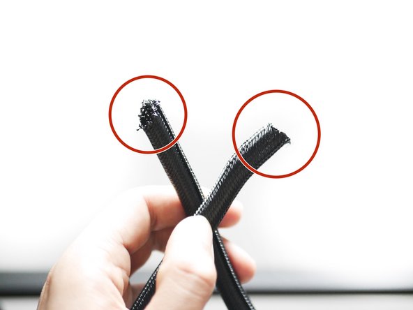 Cut 60CM of the braided sleeving. Use a lighter to melt the ends to prevent fraying.