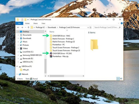 On PC double click on the CH341SER Driver - PC.EXE file. On MAC see the Readme.pdf file in the Mac folder.