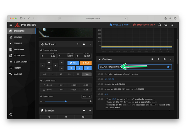 With the first print head selected use the CENTER macro to center the print head.