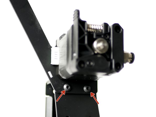 Mount the Extruder assembly onto the left the of the Z-pillar.