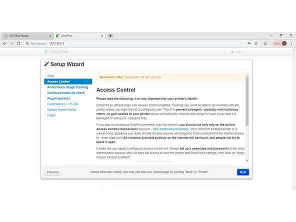 Create a Username and Password.