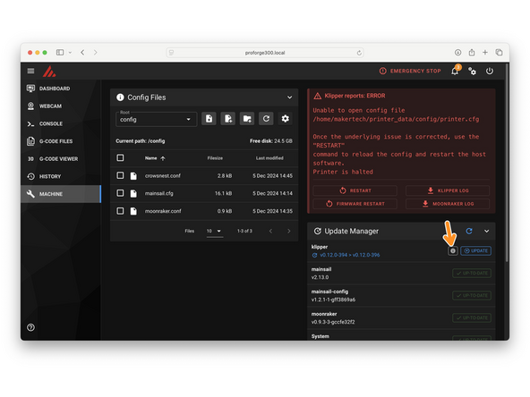 Do not update components of the firmware - doing so may break certain aspects of the configuration.