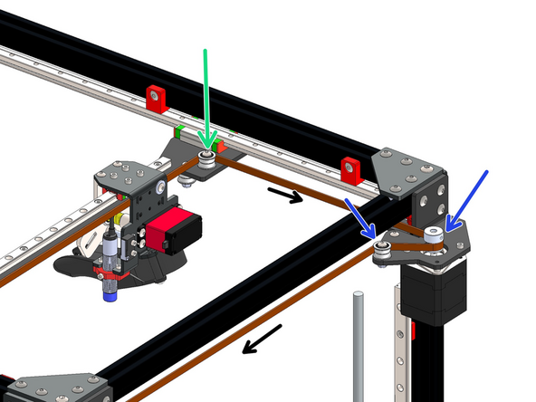 Wrap the belt around the idler on the gantry.