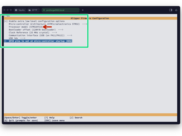 You should now see a config menu, use the arrow keys on your keyboard to match the options selected in the image.