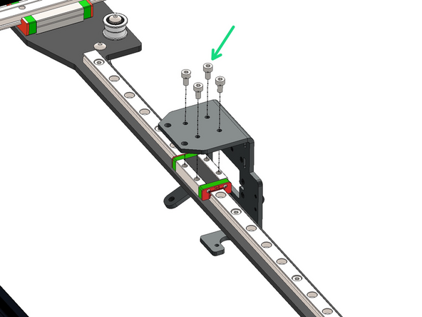 Fix the Tool Changer Bracket onto the rail carriage.
