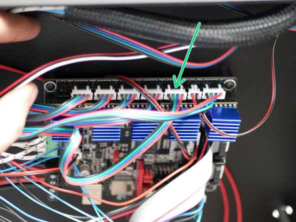 Connect the left side extruder motor cable to the control board.