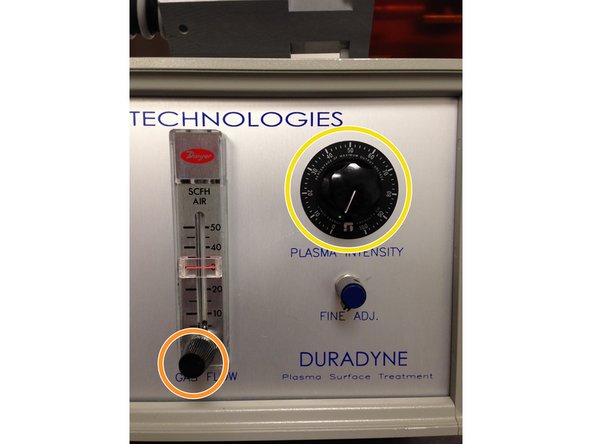 Turn gas flow valve fully clockwise  (i.e., flow=off).