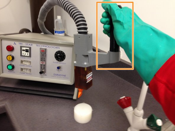 Prior to modifying the surface, you will turn on and adjust the plasma intensity.