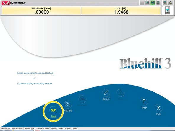 On the main screen, select the &quot;Test&quot; icon to initialize a new test.