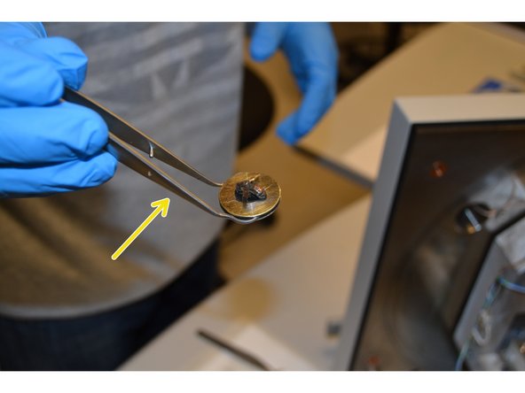 Remove your sample from the SEM stage using tweezers. Remember to keep the SEM door as closed as possible to avoid contamination.