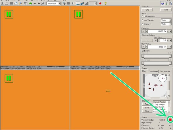 When prompted, &quot;Really vent the chamber&quot;, select yes.