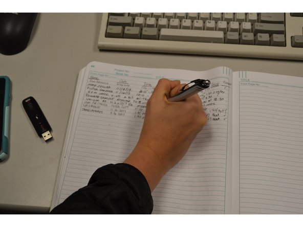 Prior to leaving the SEM room, record the end time of the imaging in the log book with a pen.