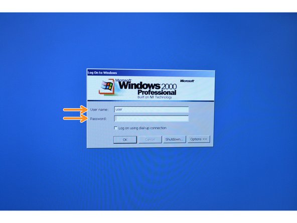 When prompted to log into the computer, enter the username and password.