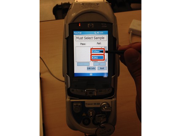 Use the stylus to scroll through the list of known materials until the desired material(s) is found.