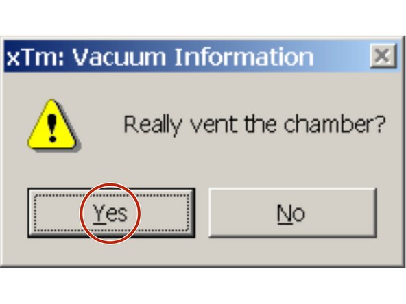 Caution: Before venting the chamber to remove your sample, please wait 10 minutes to let the filament cool completely after turning off the high voltage.