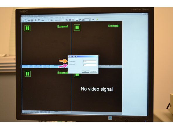 When prompted to log into xTm software, enter the username and password.