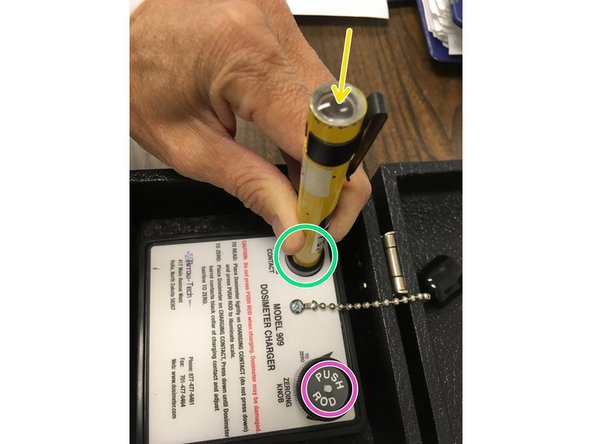 Set the end of dosimeter on the bulb--DO NOT press downward.