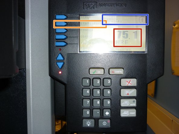 The Rockwell hardness reading will be displayed along with the scale.