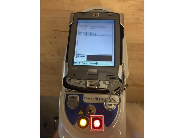 A  red light illuminates when x-rays are generated.