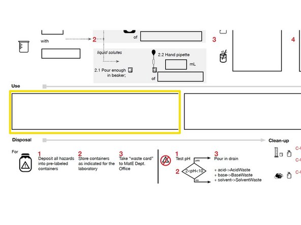 State the procedure for using the chemicals, numbering each step with &quot;U1&quot;, &quot;U2&quot;, &quot;U3&quot;, ...