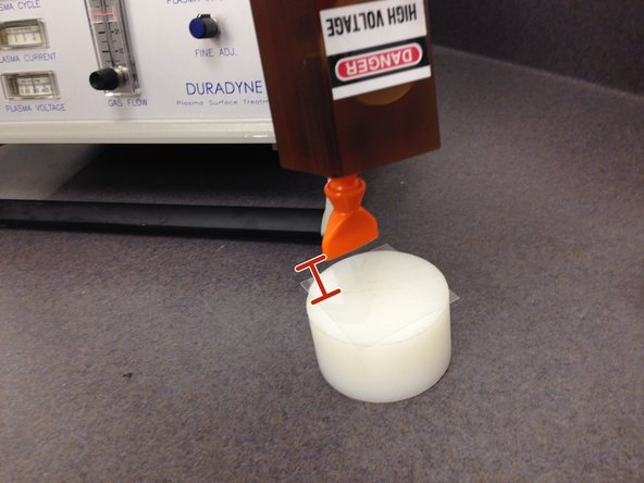 Put wand in position near the surface to be modified.