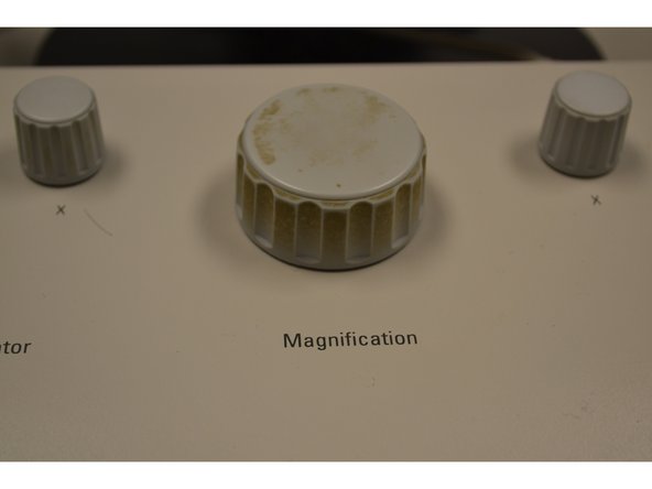 Set the &quot;Magnification&quot; to 50x using the large knob on the console.