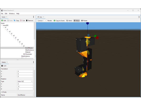Starting from the first joint, locate the DHParameter node.
