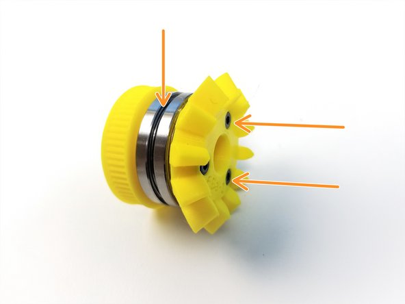 Clamp the Bearing Spacer between the Pulley and the Bevel Gear using M3x25mm Screws