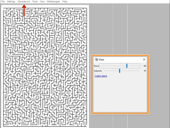 Click Generate art and select a style.  Here the user has chosen Maze.