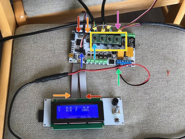 Connect female power plug, red wire to +.